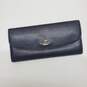 Coach Pebbled Leather Envelope Wallet in Navy Blue 7.5x3.5" image number 1