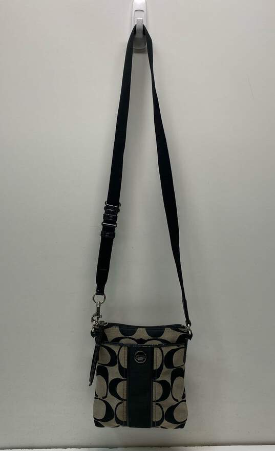 Coach Monogram Signature Stripe Swing Crossbody Beige Black image number 1