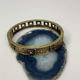 Designer Heidi Daus Gold-Tone Multicolor Crystal Hinged Bangle Bracelet