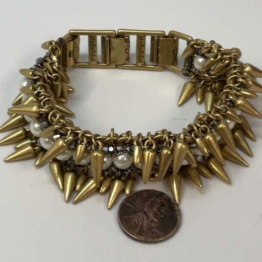 Designer Stella & Dot Jacinthe Gold-Tone Faux Pearl Stone Chain Bracelet image number 2