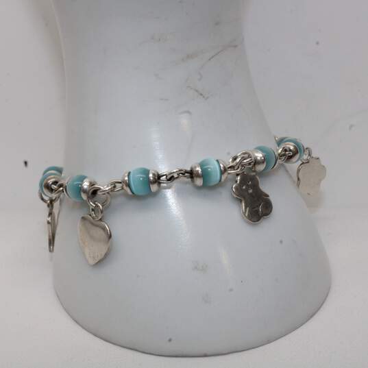 3pc Blue Sky Sterling Silver Beaded Charm Bracelet Set image number 4