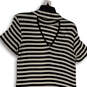 NWT Womens Black White Striped Mock Neck Stretch Midi Sheath Dress Size 12 image number 4