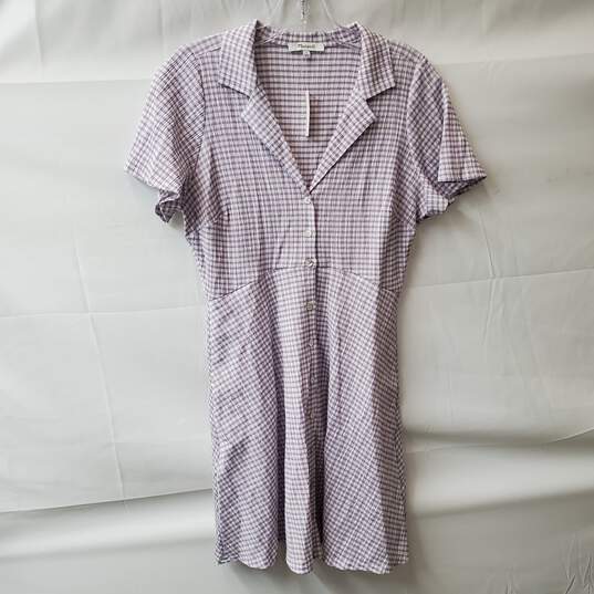 Madewell Kacie Lavender Plaid Mini Shirtdress Size 6 image number 1