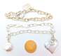 Romantic 925 Sterling Silver Heart Charm Bracelets 36.7g image number 5