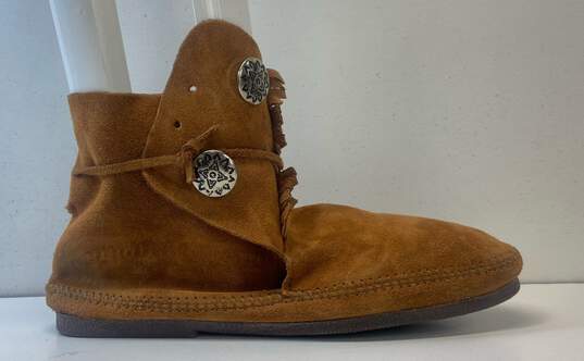 Minnetonka Men's Brown Suede Two Button Soft Sole Moccasin Boots Sz. 12 image number 1