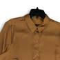 Womens Brown Spread Collar Long Sleeve Classic Button-Up Shirt Size XL image number 3