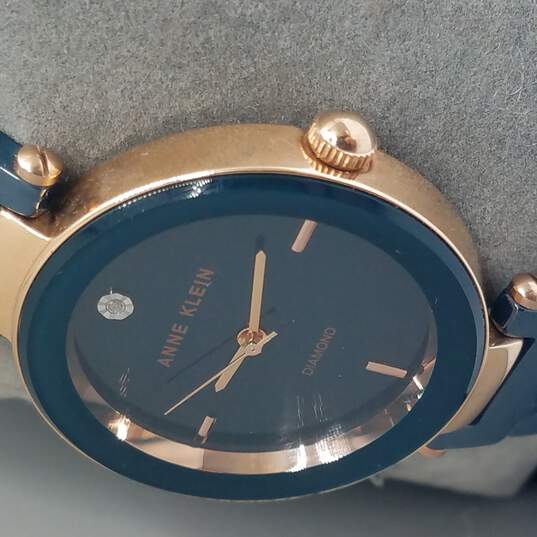 Anne Klein AK1018 Blue Ceramic And Rose Gold Tone W/Diamond Watch image number 4