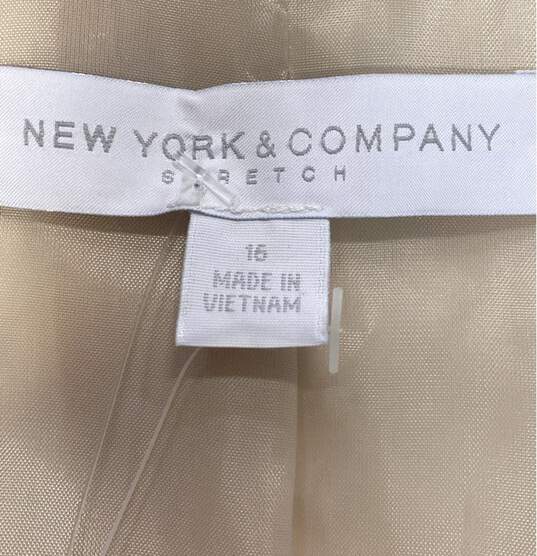 NWT New York & Company Womens Ivory Geometric Cotton Blend Blazer Jacket Size 16 image number 4