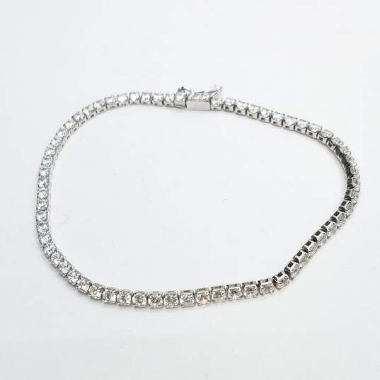 Sterling Silver Crystal CZ Sz 5 1/2 Ring Post Earring 7in - 8in Bracelet Bundle 4pcs 13.3g image number 7