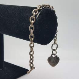 Sterling Silver Heart Charm Toggle Bracelet 23.5g alternative image