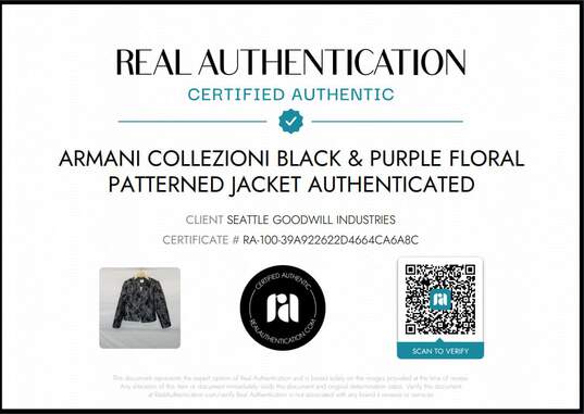 Armani Collezioni Black & Purple Floral Patterned Jacket AUTHENTICATED image number 5