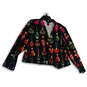 Womens Black Pink Printed Long Sleeve Cropped Jacket Size 22/24 image number 1