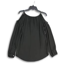 NWT White House Black Market Womens Black Cold Shoulder Sleeve Blouse Top Size M alternative image