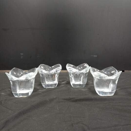 Crystal Lotus Votive Candle Holders 4pc Lot image number 1