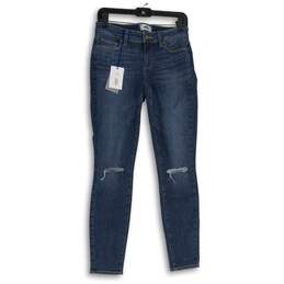 NWT Paige Womens Blue Denim Distressed 5-Pocket Design Skinny Leg Jeans Size 28