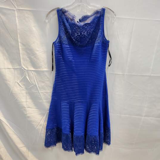 Tadashi Shoji Blue Pintuck Jersey Boatneck Dress Size S image number 1