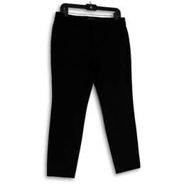 Buy the Womens Black Flat Front Slash Pocket Straight Leg Pull-On Ankle  Pants 8