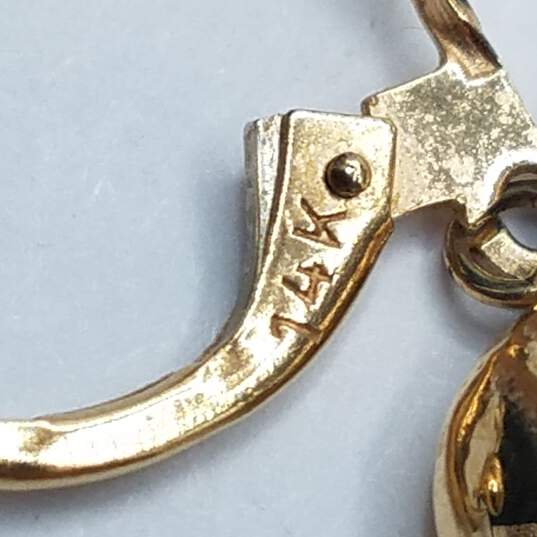 M 14K Gold Scalloped Heart Lever Back Earrings 2.1g image number 4