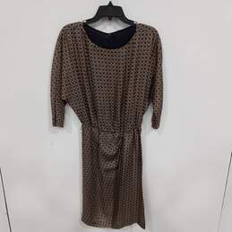 Brooks Brothers Women's Blue/Tan Geometric Print Faux Wrap Silk Dress Size 6 NWT