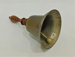 Vintage Large Brass Wood Handle Captain's Bell Nautical Maritime Decor alternative image