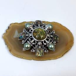 Designer Joan Rivers Silver-Tone Yellow Crystal Fashionable Brooch Pin