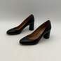 Coach Womens Black Leather Round Toe Slip On Block Pump Heels Size 9 image number 3