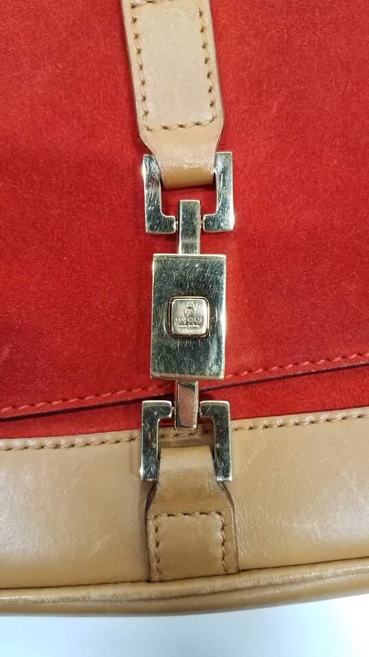 Authenticated Vintage Gucci Jackie Orange Suede Leather Shoulder Bag image number 3