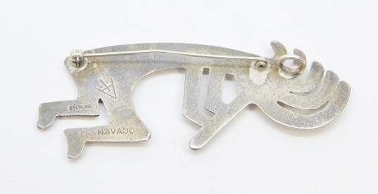Navajo Dine Artisan 925 Sterling Silver Kokopelli Pendant Brooch 24.8g image number 4