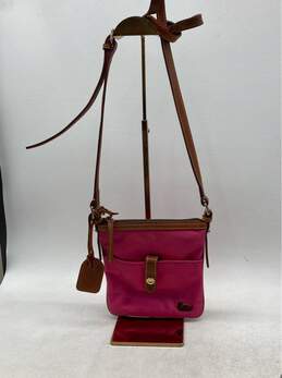 Dooney & Bourke Pink Nylon Crossbody Bag with Leather Trim & Adjustable Strap