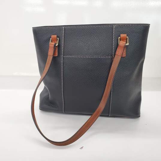 Dooney & Bourke Lexington Black Pebble Leather Brown Trim Shoulder Bag image number 4
