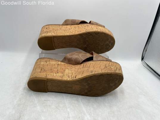 Coach Womens Brown Platform Sandals Size 6.5 image number 3