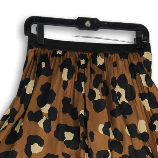 NWT Womens Spotted Brown Leopard Print Knee Length Pull-On Flare Skirt Sz S image number 4