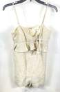 NWT BCBGeneration Womens Ivory Floral Sleeveless Ruffle One-Piece Romper Size 4 image number 1