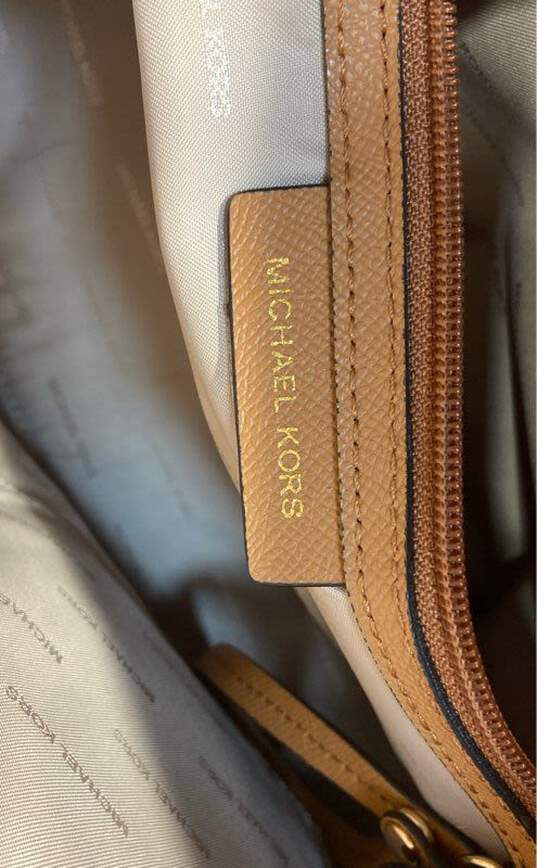 Michael Kors Maddie Medium Crossgrain Leather Tote Brown image number 8