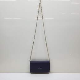 Kate Spade Gemma Wallet on a Chain Crossbody Bag Purple Smooth Leather