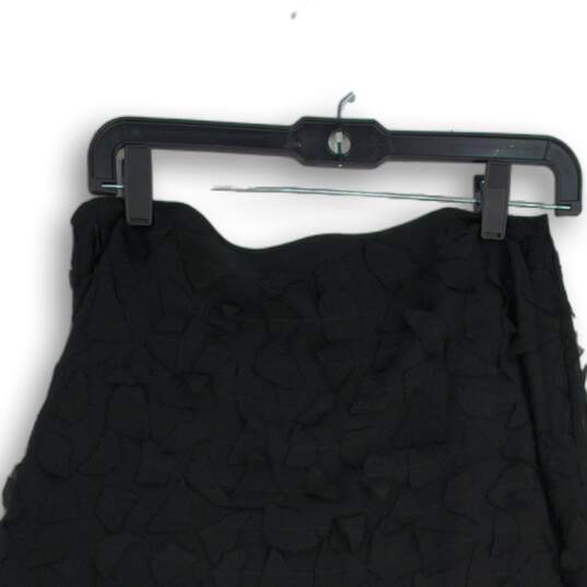 Isda & Co. Womens Black Silk Flat Front Pull-On Midi A-Line Skirt Size 8 image number 3