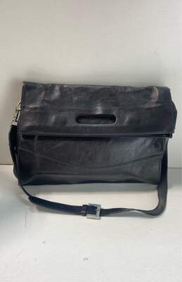 Lazaro Leather Foldover Crossbody Top Handle Bag Black