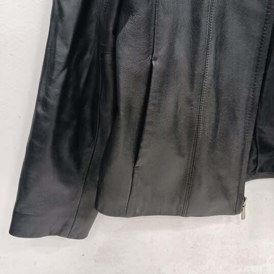 Van Heusen Women's Black Leather Jacket Size M image number 3