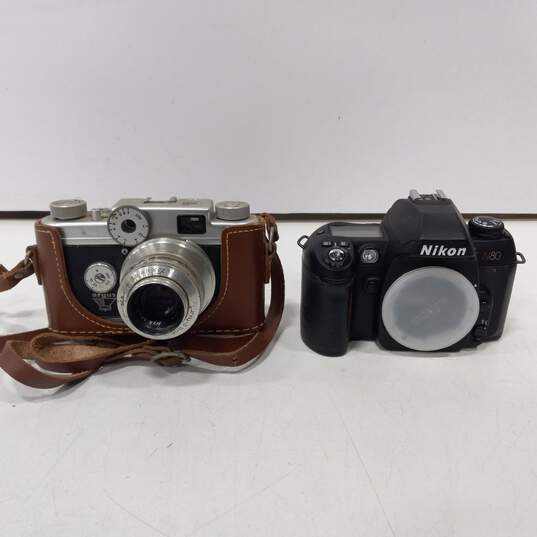 Pair of Argus C-4 & Nikon N80 SLR Film Cameras image number 1