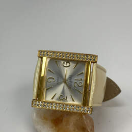 Designer Joan Rivers Gold-Tone Rhinestone Square Dial Analog Wristwatch