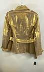 NWT Lauren Ralph Lauren Womens Gold Shimmer Belted Long Sleeve Pea Coat Size 12 image number 2