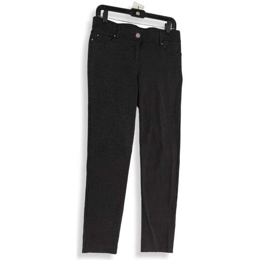 Womens Black Polka Dot Flat Front Pockets Stretch Ankle Pants Size 6 image number 1