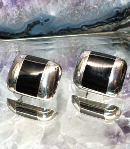 Taxco Sterling Silver Black Accent Stud Earrings