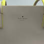 Womens Yellow Beige Leather Inner Pocket Zipper Double Handle Tote Bag image number 5