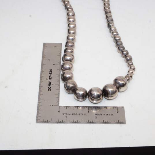 Vintage Sterling Silver Ball Beaded Necklace 20" - 30.17g image number 5