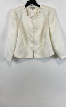 NWT Tahari Womens White Floral 3/4 Sleeve 2 Piece Jacket & Skirt Suit Set Sz 16W