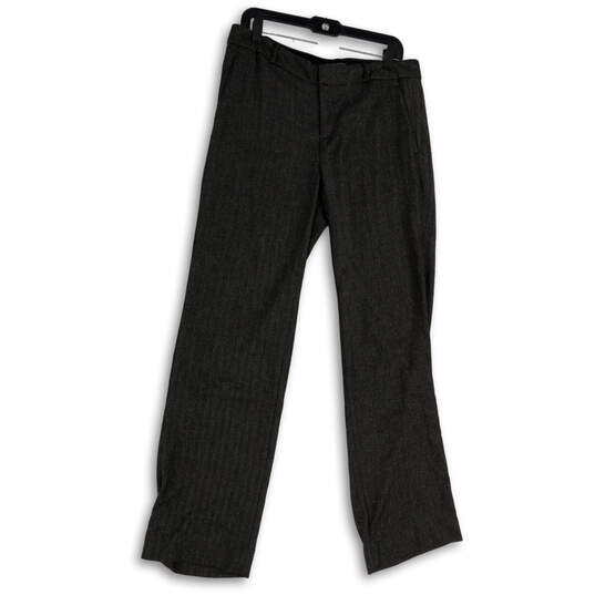 Buy the Womens Gray Flat Front Slash Pockets Straight Leg Dress Pants Size  10