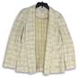 Nanette Lepore Womens Cream Tweed Long Sleeve Open Front Blazer Jacket Size 14 image number 1