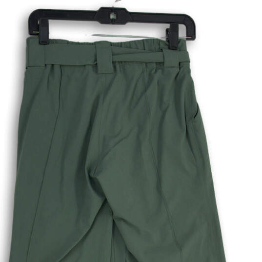 Womens Green Flat Front Slash Pocket Belted Wide Leg Ankle Pants Size 2 image number 4