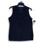 NWT Chaps Womens Navy Blue Ruffle Sleeveless Pullover Blouse Top Size L image number 1